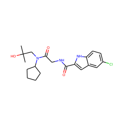 CC(C)(O)CN(C(=O)CNC(=O)c1cc2cc(Cl)ccc2[nH]1)C1CCCC1 ZINC000028136722