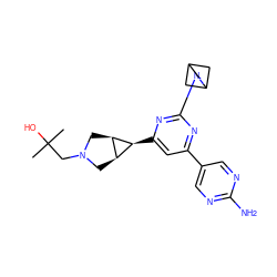 CC(C)(O)CN1C[C@@H]2[C@H](c3cc(-c4cnc(N)nc4)nc(N4CC5CC4C5)n3)[C@@H]2C1 ZINC000653686234