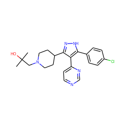 CC(C)(O)CN1CCC(c2n[nH]c(-c3ccc(Cl)cc3)c2-c2ccncn2)CC1 ZINC000033988467