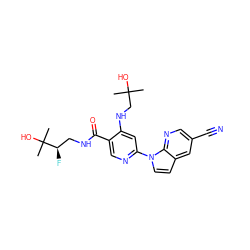 CC(C)(O)CNc1cc(-n2ccc3cc(C#N)cnc32)ncc1C(=O)NC[C@@H](F)C(C)(C)O ZINC001772608729