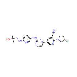 CC(C)(O)CNc1ccc(Nc2nccc(-c3cnc(N4CC[C@H](F)C4)c(C#N)c3)n2)cn1 ZINC000221968942