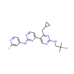 CC(C)(O)CNc1ncc(-c2ccnc(Nc3ccnc(Cl)c3)n2)c(CC2CC2)n1 ZINC000200552794