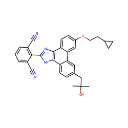 CC(C)(O)Cc1ccc2c(c1)c1cc(OCCC3CC3)ccc1c1nc(-c3c(C#N)cccc3C#N)[nH]c21 ZINC000035261448