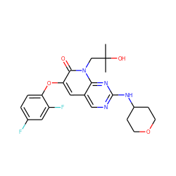 CC(C)(O)Cn1c(=O)c(Oc2ccc(F)cc2F)cc2cnc(NC3CCOCC3)nc21 ZINC000071317620