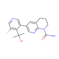 CC(C)(O)c1c(F)cncc1-c1cnc2c(c1)CCCN2C(N)=O ZINC001772578003