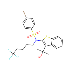 CC(C)(O)c1c(N(CCCCC(F)(F)F)S(=O)(=O)c2ccc(Br)cc2)sc2ccccc12 ZINC000115230279