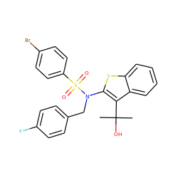 CC(C)(O)c1c(N(Cc2ccc(F)cc2)S(=O)(=O)c2ccc(Br)cc2)sc2ccccc12 ZINC000115231614