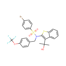 CC(C)(O)c1c(N(Cc2ccc(OC(F)(F)F)cc2)S(=O)(=O)c2ccc(Br)cc2)sc2ccccc12 ZINC000115232361