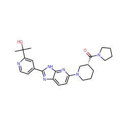 CC(C)(O)c1cc(-c2nc3ccc(N4CCC[C@@H](C(=O)N5CCCC5)C4)nc3[nH]2)ccn1 ZINC001772575688