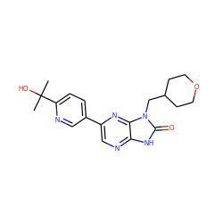 CC(C)(O)c1ccc(-c2cnc3[nH]c(=O)n(CC4CCOCC4)c3n2)cn1 ZINC000095605069