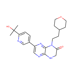 CC(C)(O)c1ccc(-c2cnc3c(n2)N(CCC2CCOCC2)C(=O)CN3)cn1 ZINC000113195403