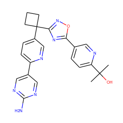 CC(C)(O)c1ccc(-c2nc(C3(c4ccc(-c5cnc(N)nc5)nc4)CCC3)no2)cn1 ZINC000096175487