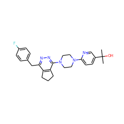 CC(C)(O)c1ccc(N2CCN(c3nnc(Cc4ccc(F)cc4)c4c3CCC4)CC2)nc1 ZINC000201147201