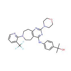 CC(C)(O)c1ccc(Nc2nc(N3CCOCC3)nc3c2CCN(c2ncccc2C(F)(F)F)CC3)cc1 ZINC000064572972