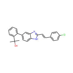 CC(C)(O)c1ccccc1-c1ccc2[nH]c(/C=C/c3ccc(Cl)cc3)nc2c1 ZINC000117148876