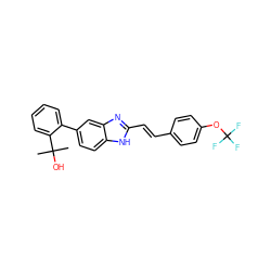 CC(C)(O)c1ccccc1-c1ccc2[nH]c(/C=C/c3ccc(OC(F)(F)F)cc3)nc2c1 ZINC000117138969