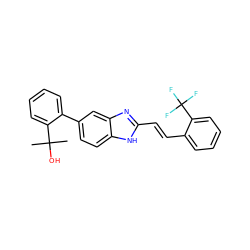 CC(C)(O)c1ccccc1-c1ccc2[nH]c(/C=C/c3ccccc3C(F)(F)F)nc2c1 ZINC000117145331