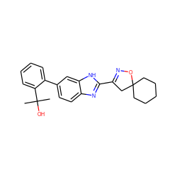 CC(C)(O)c1ccccc1-c1ccc2nc(C3=NOC4(CCCCC4)C3)[nH]c2c1 ZINC000066099325