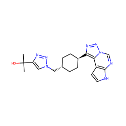 CC(C)(O)c1cn(C[C@H]2CC[C@H](c3nnn4cnc5[nH]ccc5c34)CC2)nn1 ZINC001772634174