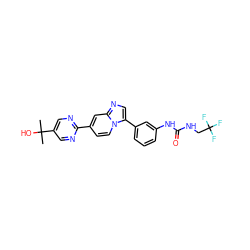 CC(C)(O)c1cnc(-c2ccn3c(-c4cccc(NC(=O)NCC(F)(F)F)c4)cnc3c2)nc1 ZINC000150335076