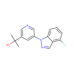 CC(C)(O)c1cncc(-n2ncc3c(F)cccc32)c1 ZINC001772570720