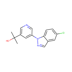 CC(C)(O)c1cncc(-n2ncc3cc(Cl)ccc32)c1 ZINC000221340011