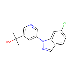 CC(C)(O)c1cncc(-n2ncc3ccc(Cl)cc32)c1 ZINC000221340348