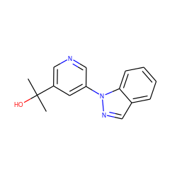 CC(C)(O)c1cncc(-n2ncc3ccccc32)c1 ZINC000221352396