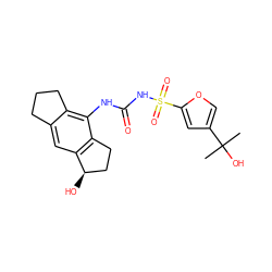 CC(C)(O)c1coc(S(=O)(=O)NC(=O)Nc2c3c(cc4c2CC[C@H]4O)CCC3)c1 ZINC001772617156