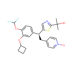 CC(C)(O)c1ncc([C@@H](Cc2cc[n+]([O-])cc2)c2ccc(OC(F)F)c(OC3CCC3)c2)s1 ZINC000013521180