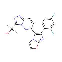 CC(C)(O)c1nnc2ccc(-c3c(-c4ccc(F)cc4F)nc4occn34)nn12 ZINC000063539263