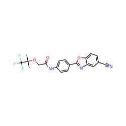 CC(C)(OCC(=O)Nc1ccc(-c2nc3cc(C#N)ccc3o2)cc1)C(F)(F)F ZINC000045337980