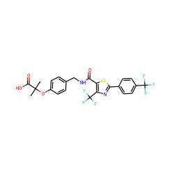 CC(C)(Oc1ccc(CNC(=O)c2sc(-c3ccc(C(F)(F)F)cc3)nc2C(F)(F)F)cc1)C(=O)O ZINC000036757876