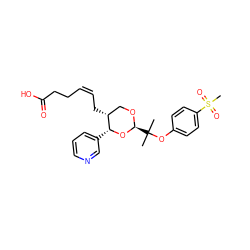 CC(C)(Oc1ccc(S(C)(=O)=O)cc1)[C@@H]1OC[C@@H](C/C=C\CCC(=O)O)[C@@H](c2cccnc2)O1 ZINC000027759272