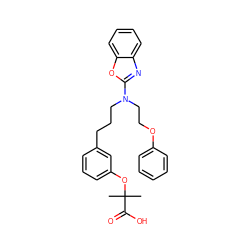 CC(C)(Oc1cccc(CCCN(CCOc2ccccc2)c2nc3ccccc3o2)c1)C(=O)O ZINC000028900607