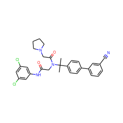 CC(C)(c1ccc(-c2cccc(C#N)c2)cc1)N(CC(=O)Nc1cc(Cl)cc(Cl)c1)C(=O)CN1CCCC1 ZINC000028529692
