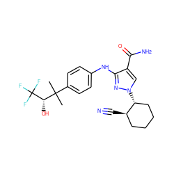 CC(C)(c1ccc(Nc2nn([C@@H]3CCCC[C@H]3C#N)cc2C(N)=O)cc1)[C@H](O)C(F)(F)F ZINC000205072298