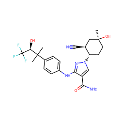 CC(C)(c1ccc(Nc2nn([C@H]3CC[C@](C)(O)C[C@@H]3C#N)cc2C(N)=O)cc1)[C@H](O)C(F)(F)F ZINC000221863972