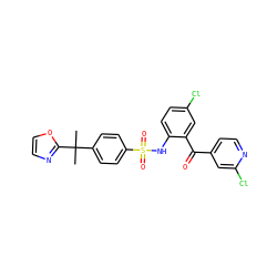 CC(C)(c1ccc(S(=O)(=O)Nc2ccc(Cl)cc2C(=O)c2ccnc(Cl)c2)cc1)c1ncco1 ZINC000166290859