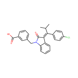 CC(C)/C(=C1\C(=O)N(Cc2cccc(C(=O)O)c2)c2ccccc21)c1ccc(Cl)cc1 ZINC000096270363