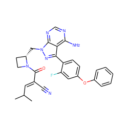 CC(C)/C=C(\C#N)C(=O)N1CC[C@@H]1Cn1nc(-c2ccc(Oc3ccccc3)cc2F)c2c(N)ncnc21 ZINC000224115279