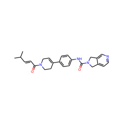 CC(C)/C=C/C(=O)N1CC=C(c2ccc(NC(=O)N3Cc4ccncc4C3)cc2)CC1 ZINC000167281239