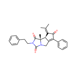 CC(C)=C1C(=O)C(c2ccccc2)=C2CN3C(=O)N(CCc4ccccc4)C(=O)[C@]3(C)[C@H]21 ZINC000008021660