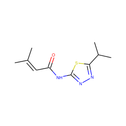 CC(C)=CC(=O)Nc1nnc(C(C)C)s1 ZINC000000145654