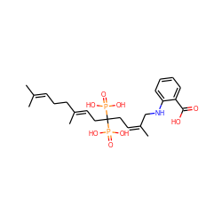 CC(C)=CCC/C(C)=C/CC(C/C=C(/C)CNc1ccccc1C(=O)O)(P(=O)(O)O)P(=O)(O)O ZINC000029124553