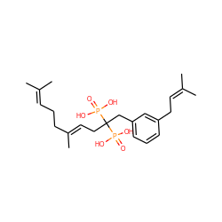 CC(C)=CCC/C(C)=C/CC(Cc1cccc(CC=C(C)C)c1)(P(=O)(O)O)P(=O)(O)O ZINC000059085301