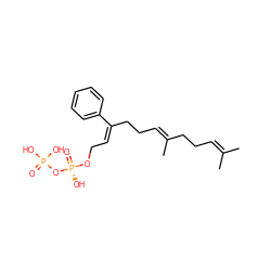 CC(C)=CCC/C(C)=C/CC/C(=C/CO[P@@](=O)(O)OP(=O)(O)O)c1ccccc1 ZINC000013557442