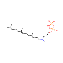 CC(C)=CCC/C(C)=C/CC/C(C)=C/CCN(C)CCCO[P@@](=O)(O)OP(=O)(O)O ZINC000013473662