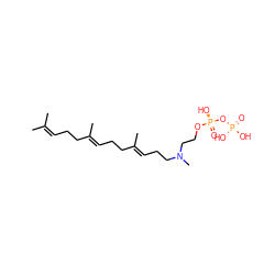 CC(C)=CCC/C(C)=C/CC/C(C)=C/CCN(C)CCO[P@](=O)(O)OP(=O)(O)O ZINC000013473658