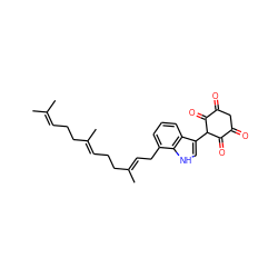 CC(C)=CCC/C(C)=C/CC/C(C)=C/Cc1cccc2c(C3C(=O)C(=O)CC(=O)C3=O)c[nH]c12 ZINC000100956408